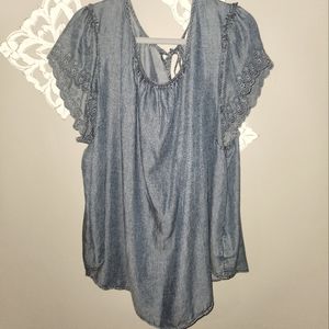 NWOT LC Plus Size 3x Denim Colored Blouse